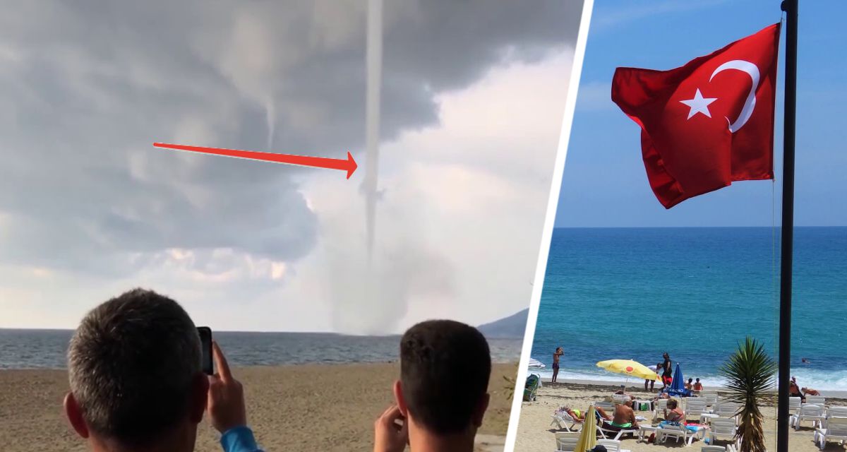 Торнадо в Анталии разогнал туристов с пляжей с их дикими криками