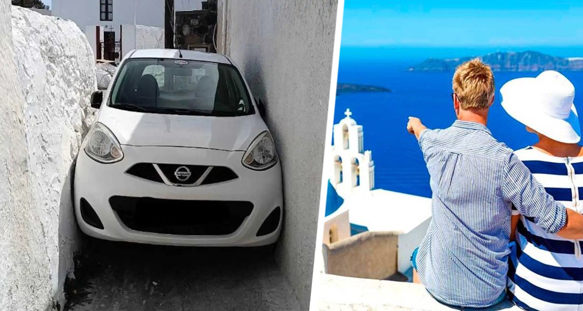 Глупого туриста зажало между стен улицы вместе с автомобилем на популярном курорте