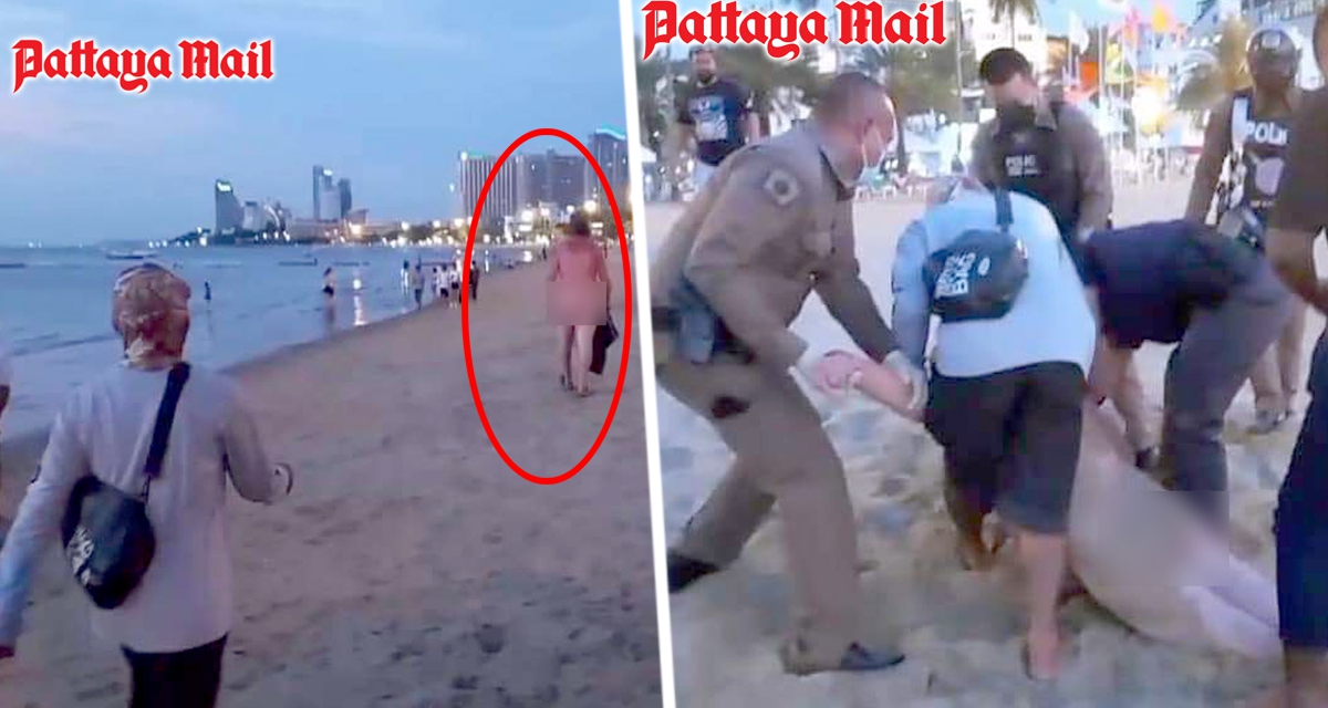 Голый турист шокировал публику на пляже Паттайи