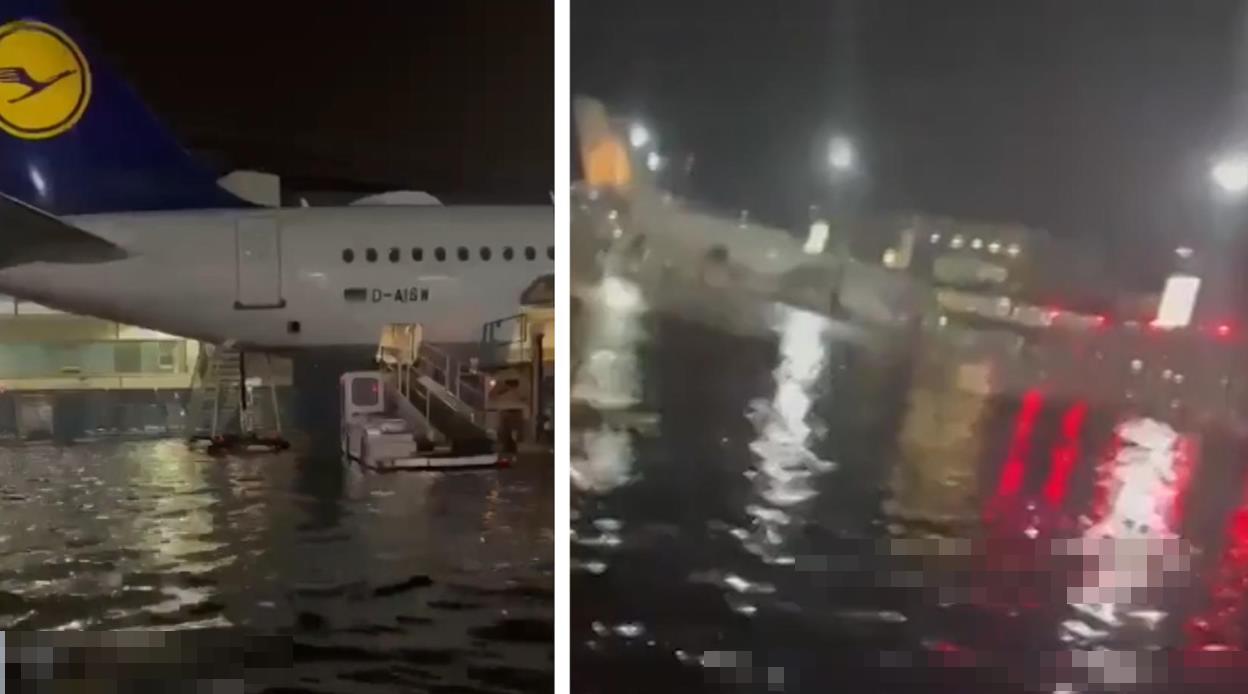 Адское наводнение в Германии: аэропорт затоплен, туристы застряли в самолетах, стоящих в воде