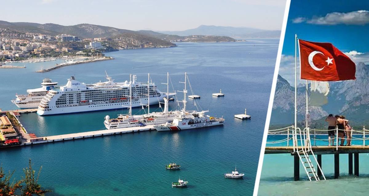 Гигантский круизный лайнер высадил на турецком курорте 2 600 туристов