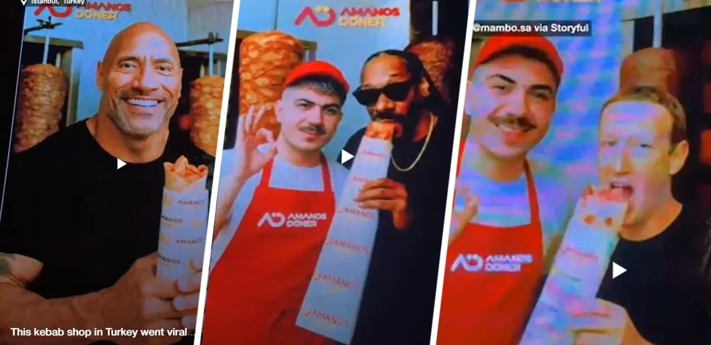 Кебабный скандал в Стамбуле: Дэвид Бекхэм, Дуэйн «Скала» Джонсон, Цукерберг и Снуп Догг «рекламировали» для туристов местную забегаловку