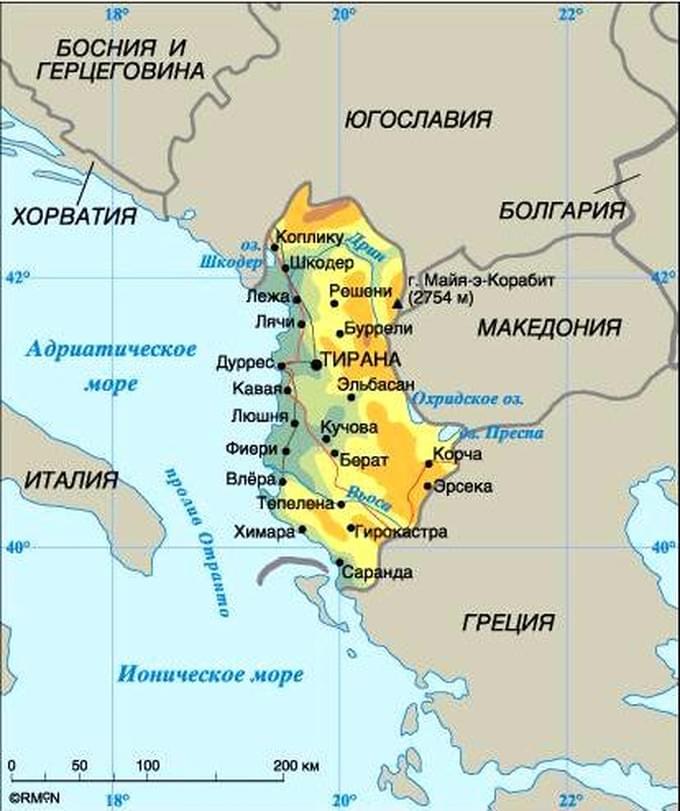 Албания - Албания на карте