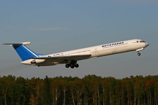 Лайнер Ил-62 авиакомпании  ИнтерАвиа 