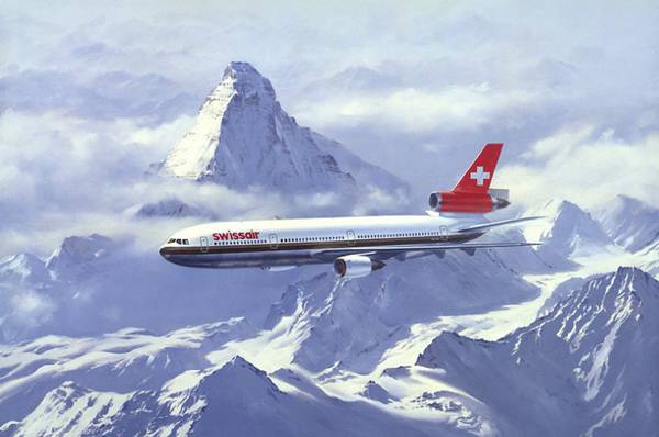 Swiss Air - перелет через Альпы  Swiss Air 
