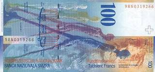 100 швейцарских франков - оборотная сторона