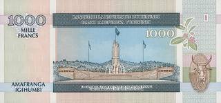 1000 бурундийских франков - оборотная сторона