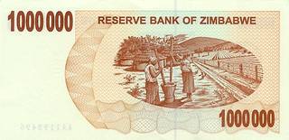 1000000 зимбабвийских долларов - оборотная сторона