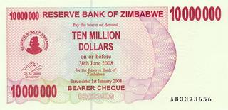10000000 зимбабвийских долларов