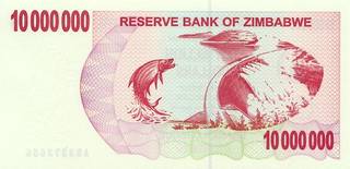 10000000 зимбабвийских долларов - оборотная сторона