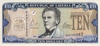 10 либерийских долларов