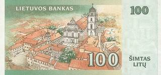 100 литовских лит - оборотная сторона
