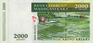 2000 малагасийских ариар  - оборотная сторона