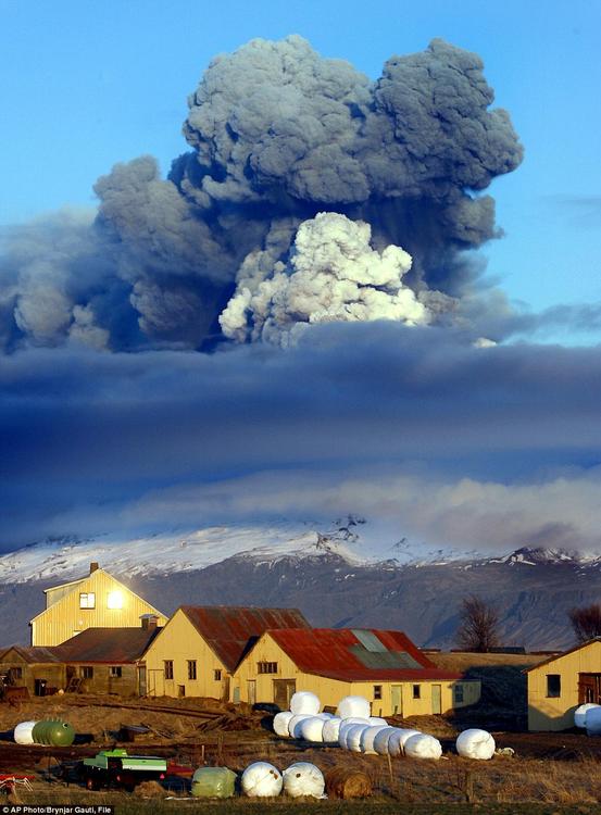 Grimsvotn - вид вулкана из соседних деревень.