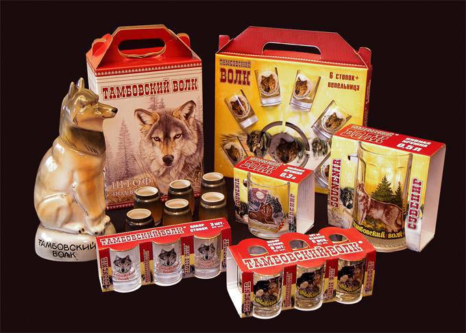Сувениры из Тамбова, Россия. Посуда в подарочной упаковке "Тамбовский волк"