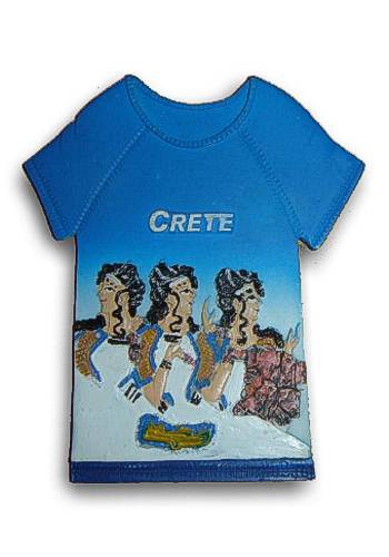 Сувениры из Ханьи, Греция. Магнитик из Ханьи в виде футболки с надписью Крит.