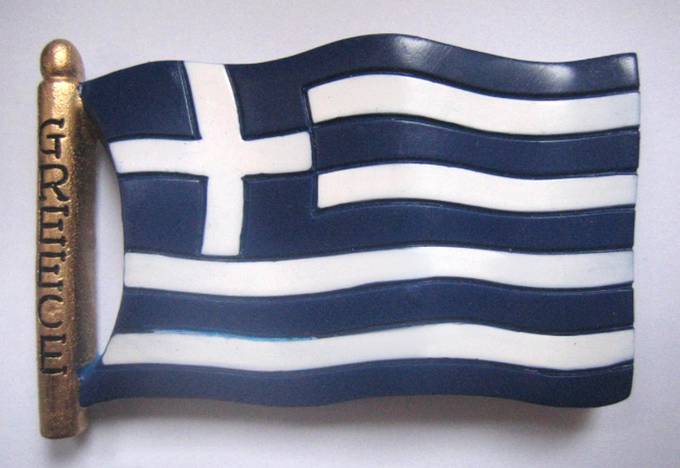Сувениры из Кефалонии, Греция. Сувениры из Мреции - магнит из Кефалония в виде греческого флага