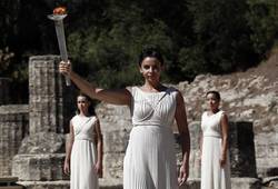 Храм Геры и Олимпийский огонь Фото Храм Геры и Олимпийский огонь (Олимпия, Греция)