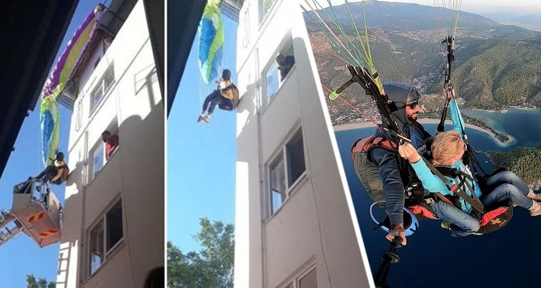 В Турции российская туристка застряла с парашютом между домами