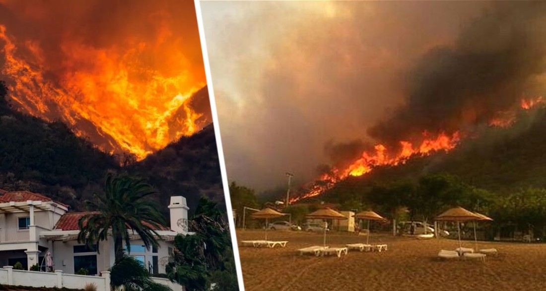 На популярных курортах Средиземноморья вспыхнули пожары: тысячи людей спасаются бегством