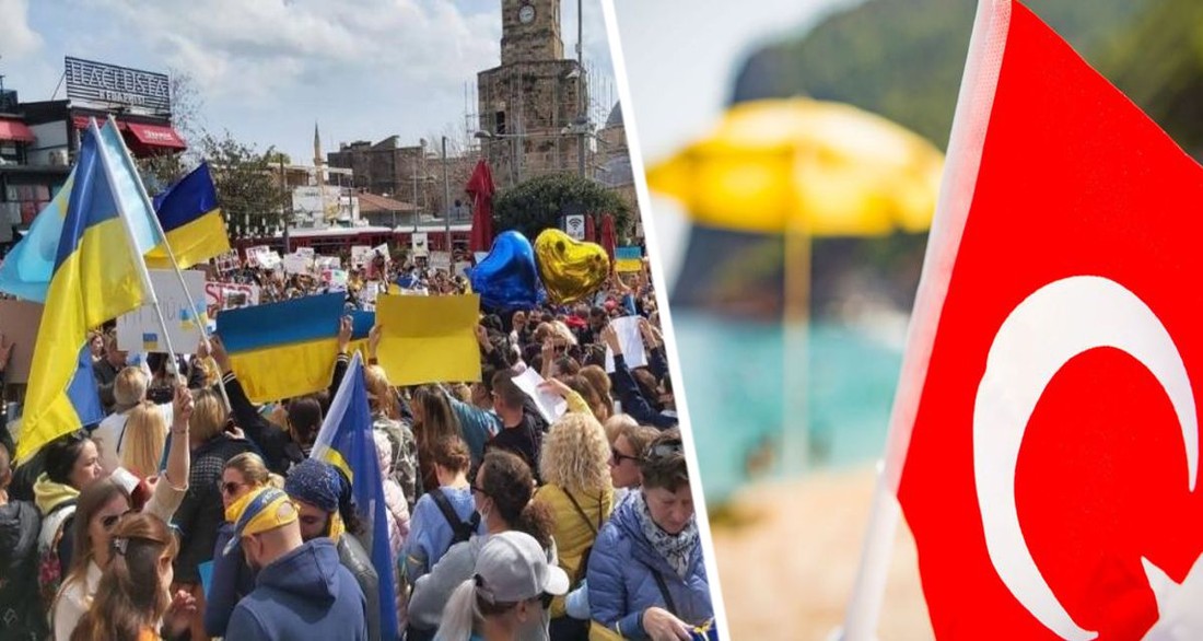 В Анталии прошел большой митинг украинских туристов против действий России на Украине