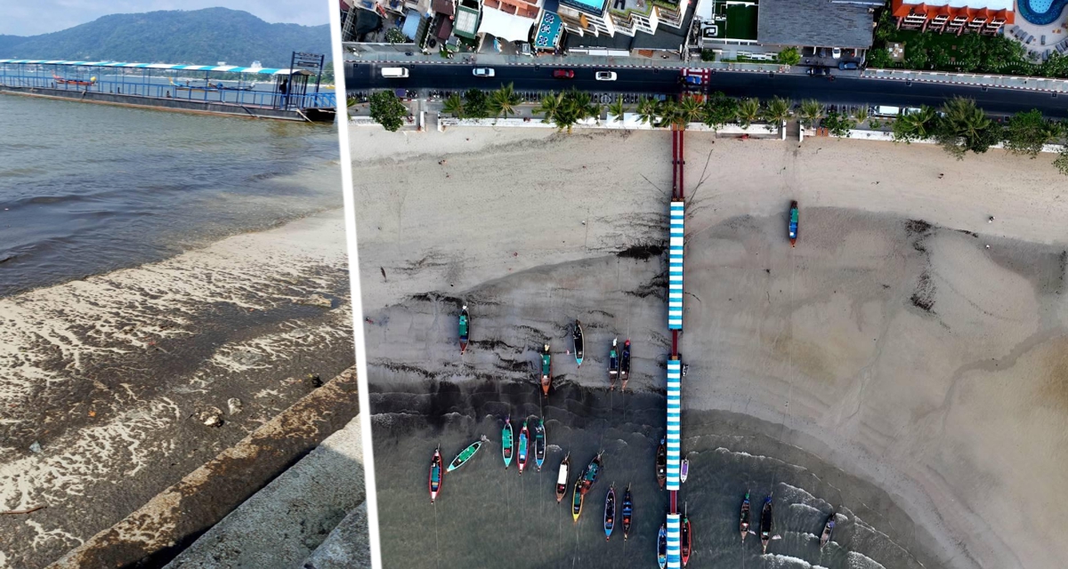 Вода на пляже стала черной и зловонной: туристы на Пхукете больше не заходят в море