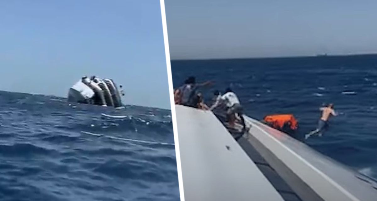 Появились ужасающие кадры, как туристы спрыгивают с тонущего корабля после его крушения в египетском Бермудском треугольнике