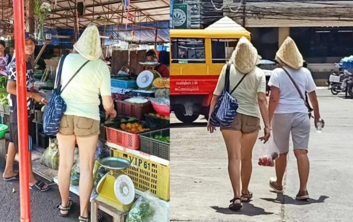 Туристки в Таиланде начали носить на головах пароварки для риса, думая, что это шляпки