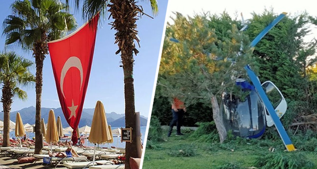 В Турции вертолёт упал прямо на 5-звёздочный отель