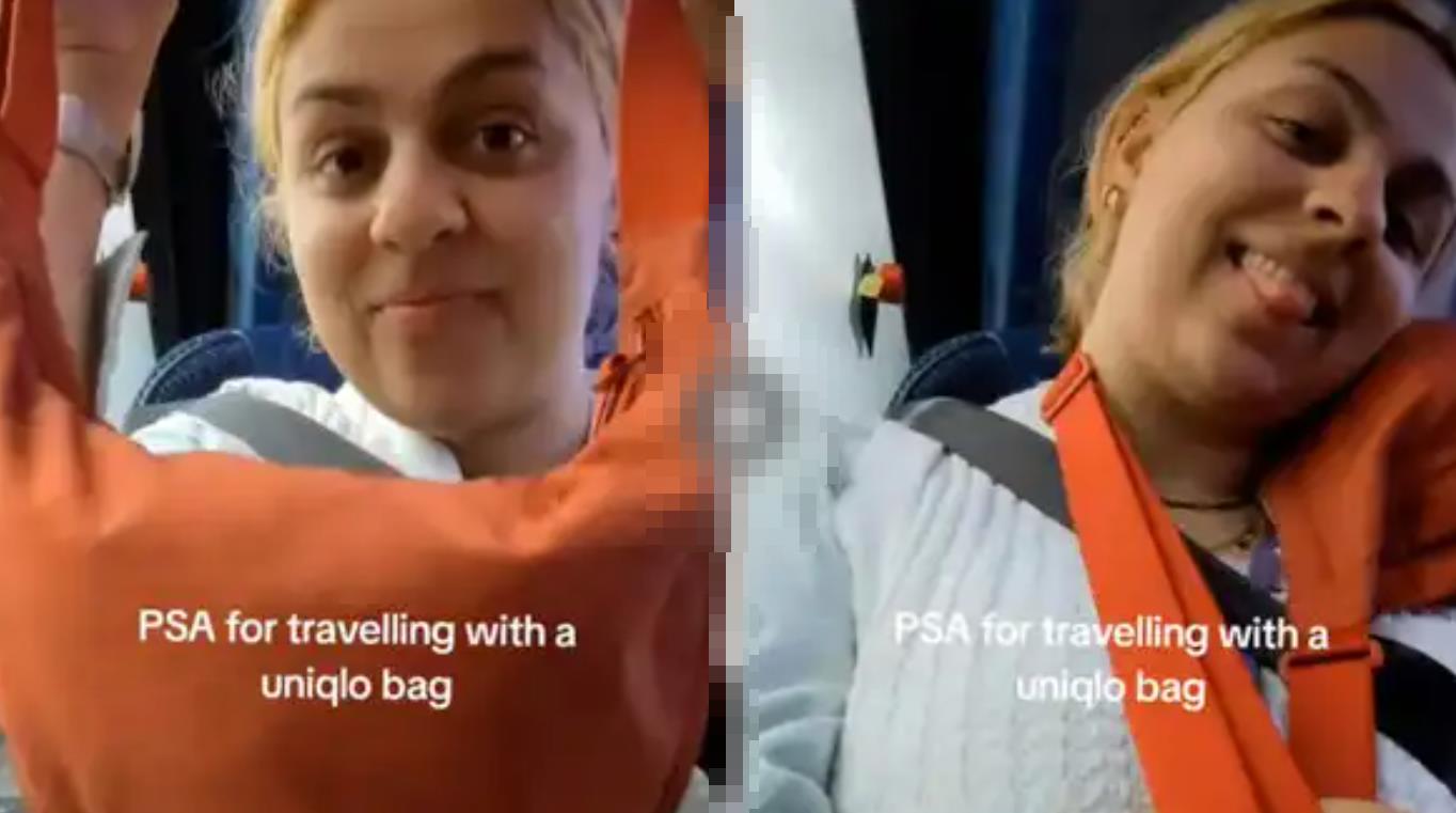 Туристка показала хитрый трюк с сумкой, позволяющий удобно спать в самолете