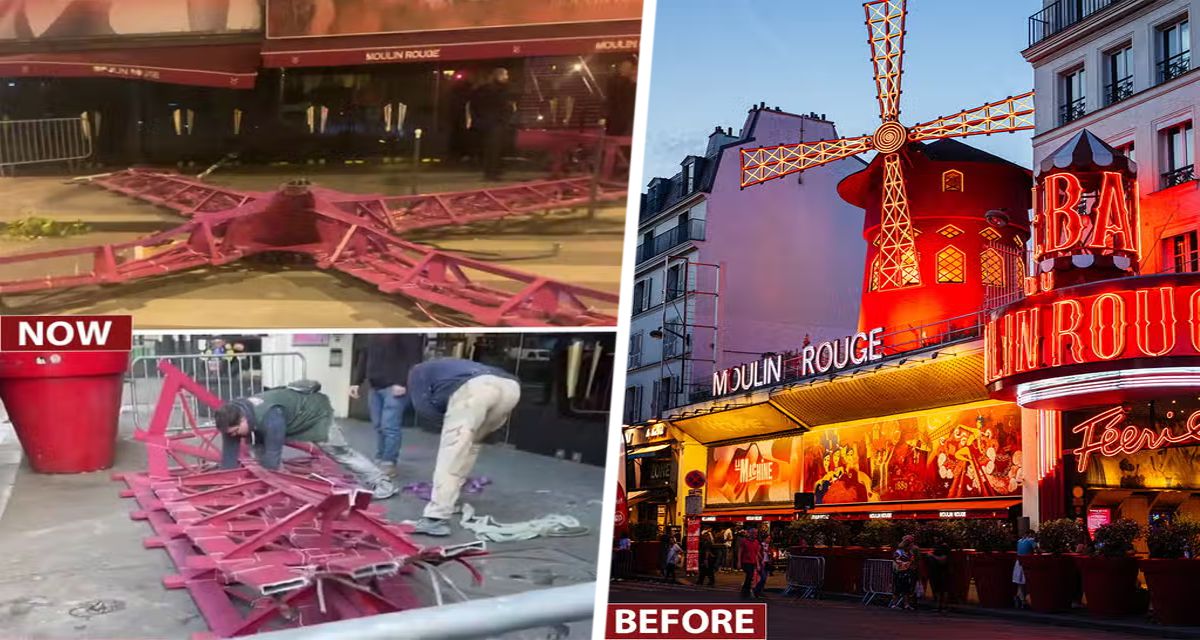 Плохая примета: лопасти культовой мельницы кабаре Мулен Руж рухнули в Париже. ВИДЕО