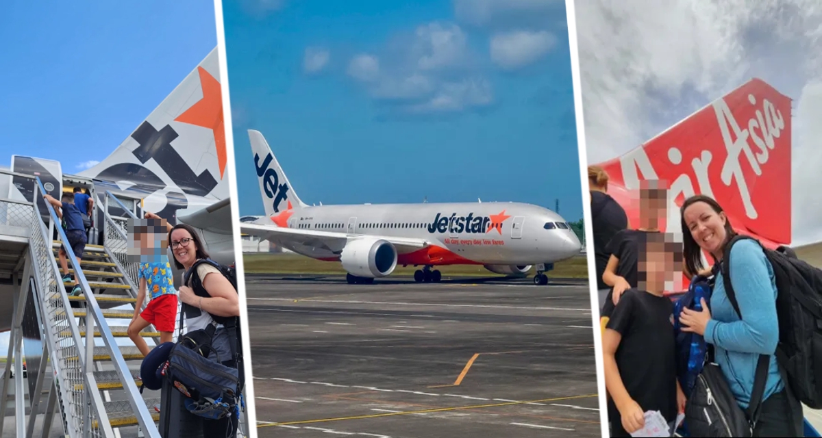 Турист сфотографировал свою жену и детей на трапе самолета и был выгнан с рейса
