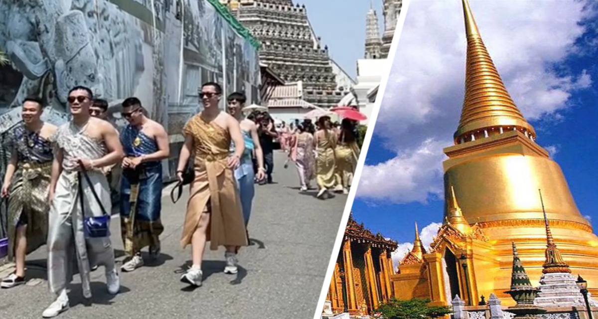 В Таиланде у туристов началась повальная мода на переодевание в женскую одежду, причём в храмах
