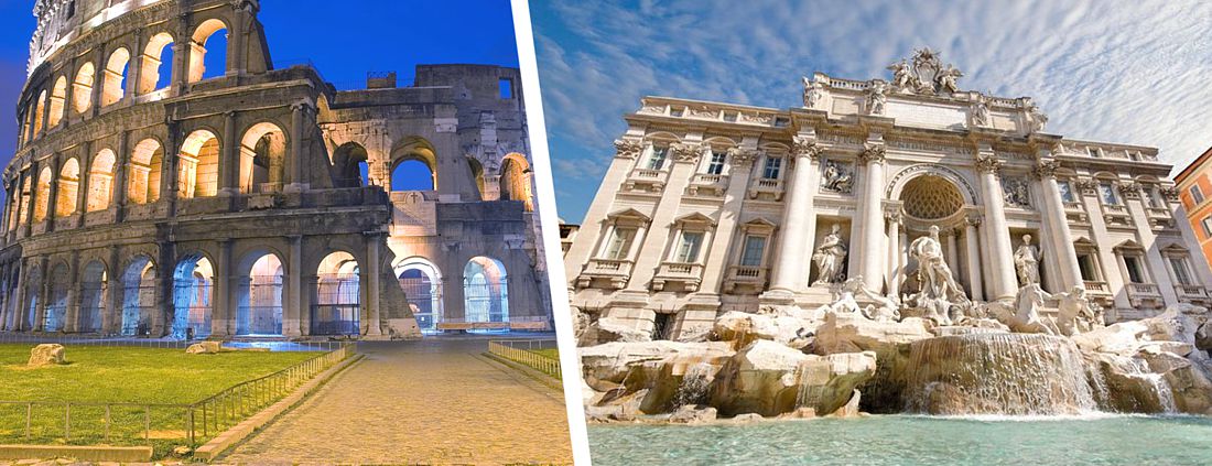Самый романтический маршрут по Риму: Колизей и фонтан Треви